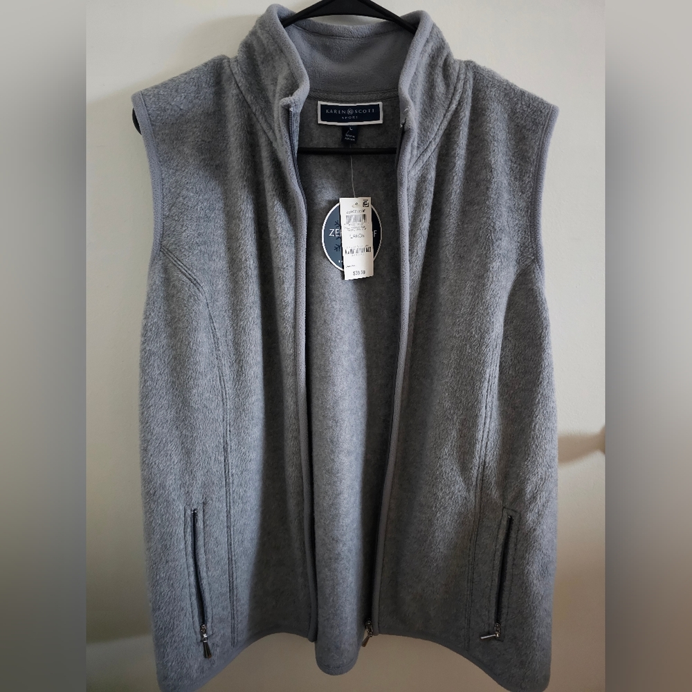 Karen Scott zeroproof fleece grey vest Large